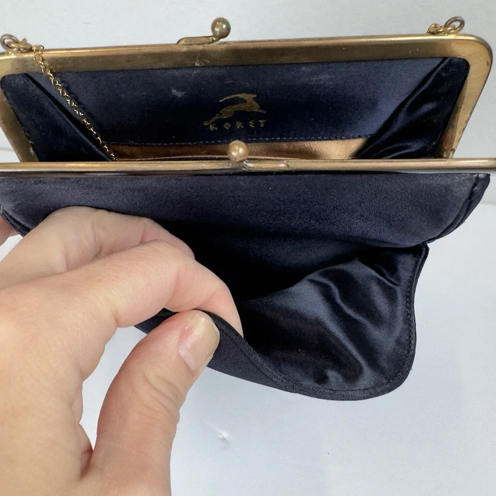 VTG 50s Koret Evening Purse + Coin Purse Julius Garfinckel DC Purple + Gold Trim
